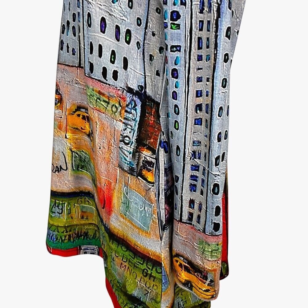 Ubu Size L Tunic Long Sleeve Landscape City Collared Multicolor Bamboo - Picture 5 of 11